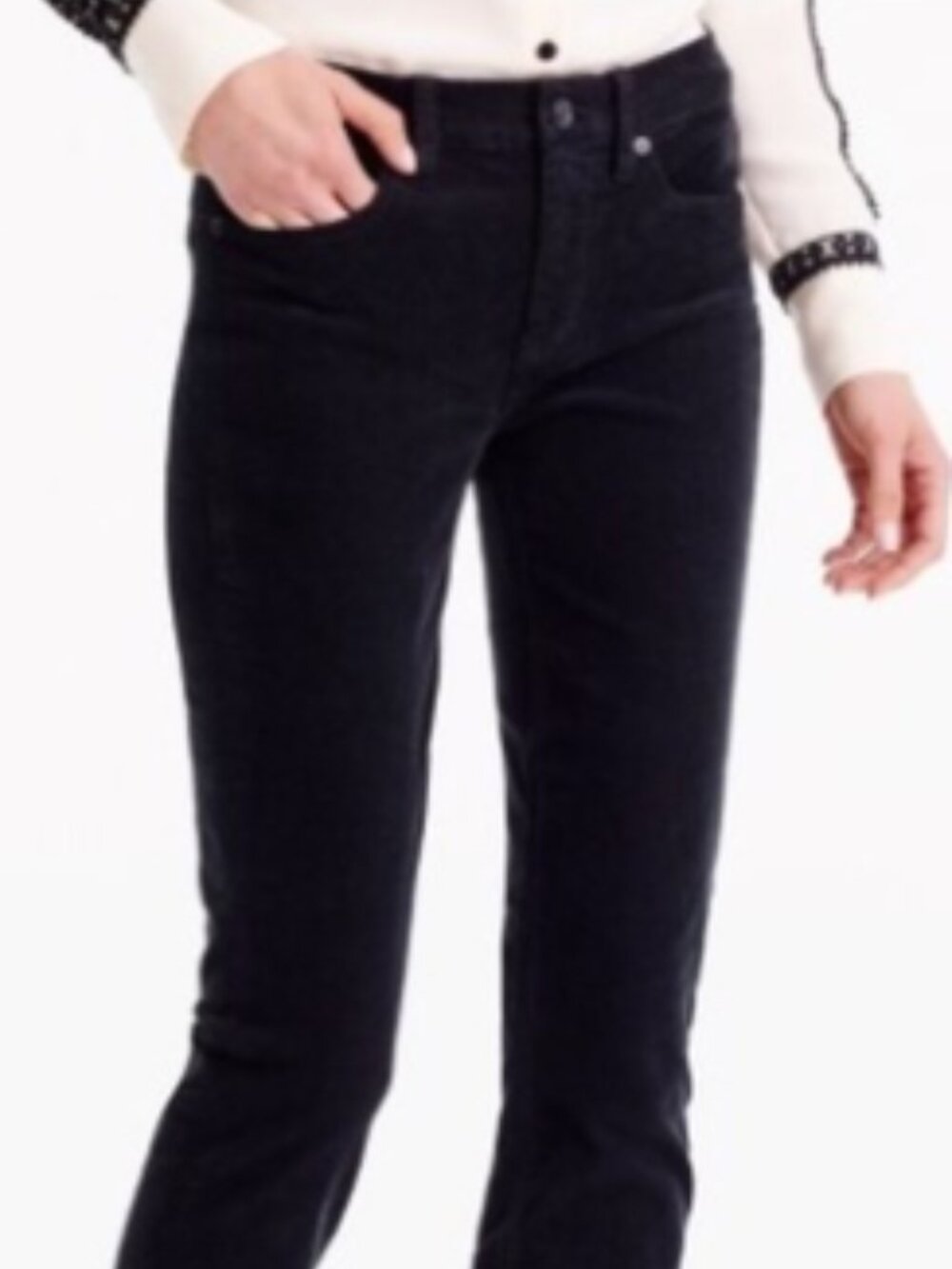 J. Crew City Fit Matchstick Black Skinny Corduroy Pants Vintage Size 27 R